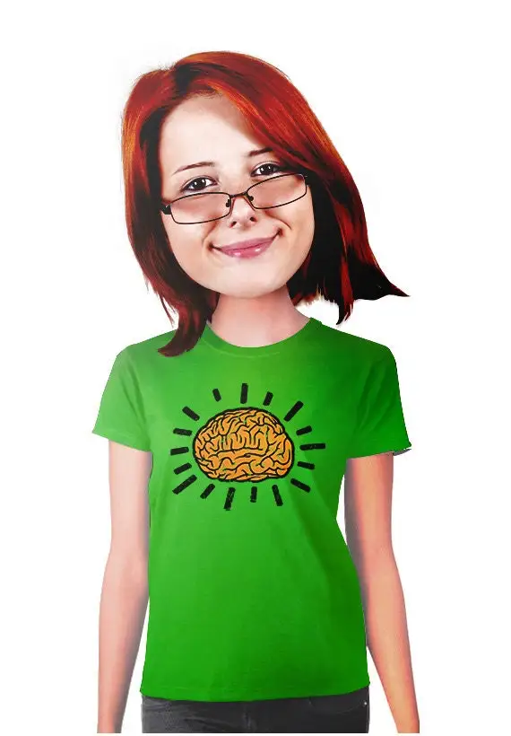 Brain T Shirt Artsy Hip Funny Gift For Women Students Teachers Techies Geeks Cool Mensa Gifts Smart People Green S 2Xl