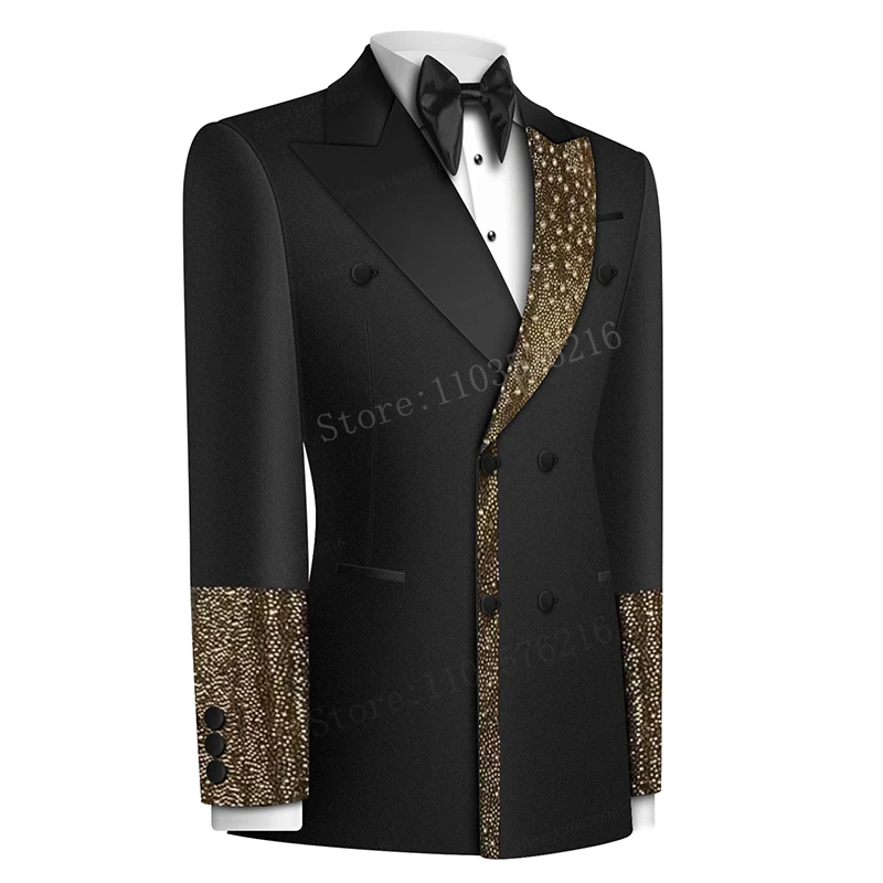 B01 Luxury 2 Piece Men\'s Suit Tailcoat Application Single Button Lapel Satin Formal Pearl Party Wedding Groom Jacket Suits