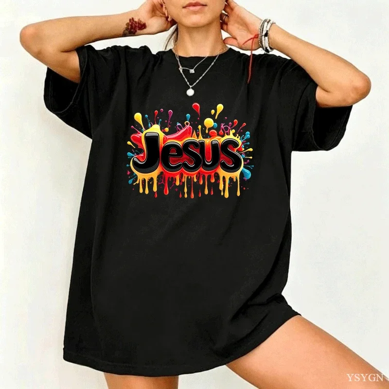 The Way The Truth The Life Cross Print T Shirt Women  Casual Loose Fit for Everyday Wear and Outdoor Activities