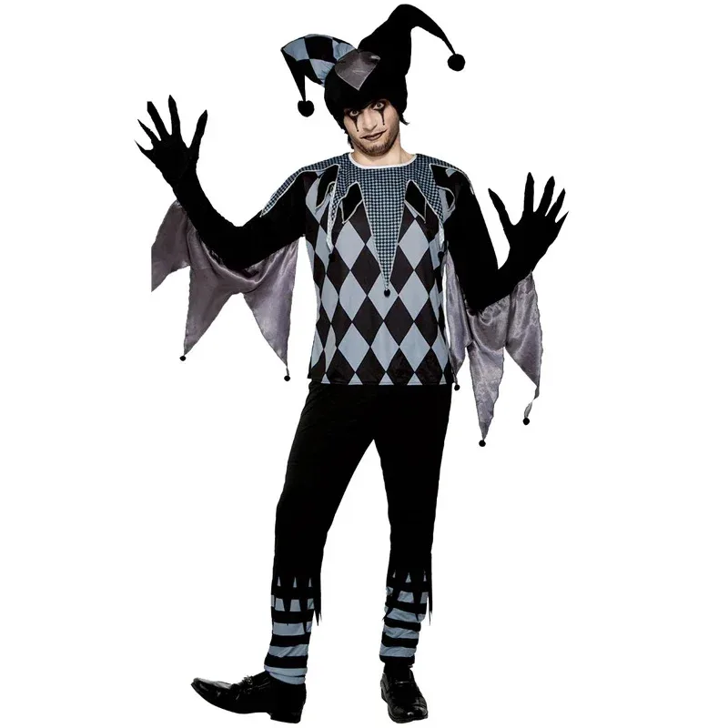

Waq89 Couple Carnival Halloween Evil Circus Clown Costume Crazy Stephen King's Poker Harlequin Cosplay Fancy Party Dre New 2025