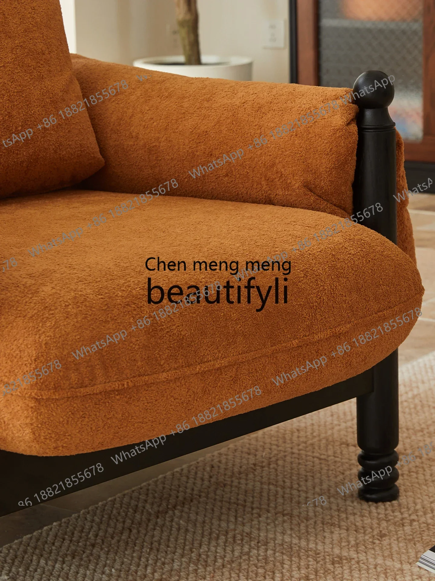 zS173z1xFranzösisches Retro-Sofa aus Massivholz für kleine Wohnungen, Wohnzimmer, Einzelsofa, Balkon, Tigerstuhl