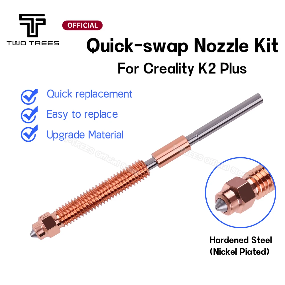 All-Metal Integrated Nozzle Upgraded Hotend Nozzle For Creality K2 Plus Quick-swap Nozzle Kit 3D Printer Parts Hardened Steel