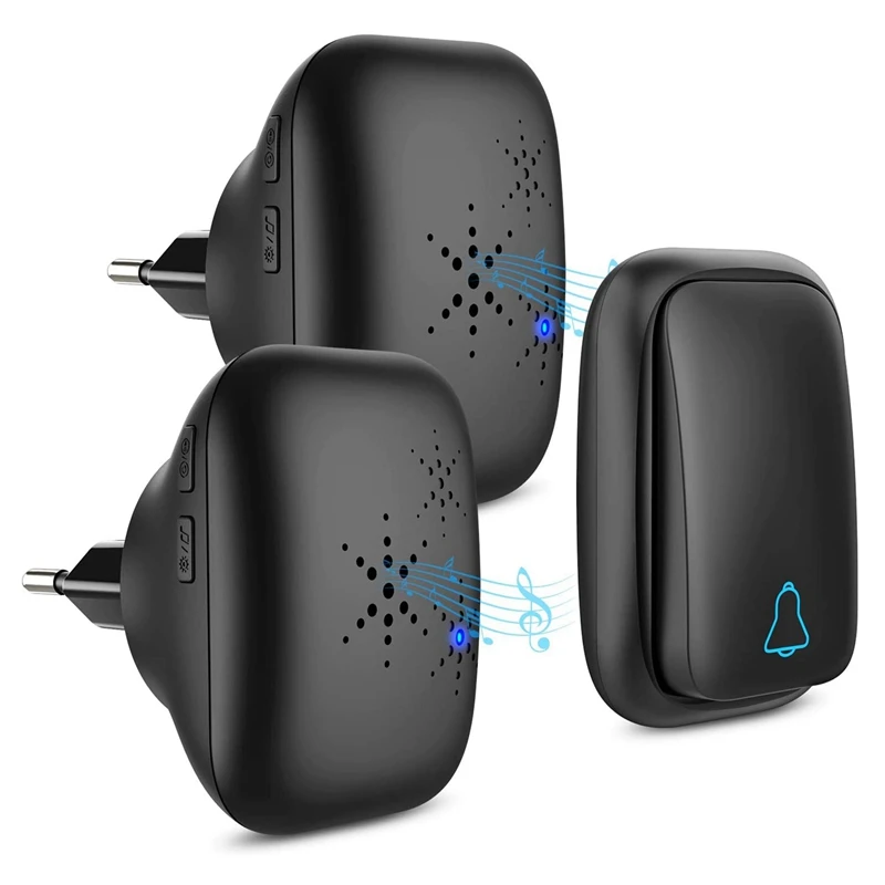 Wireless Doorbell Waterproof Self-Powered Button Smart Door Bell Sets Home Welcome Outdoor Chimes Receiver EU Plug