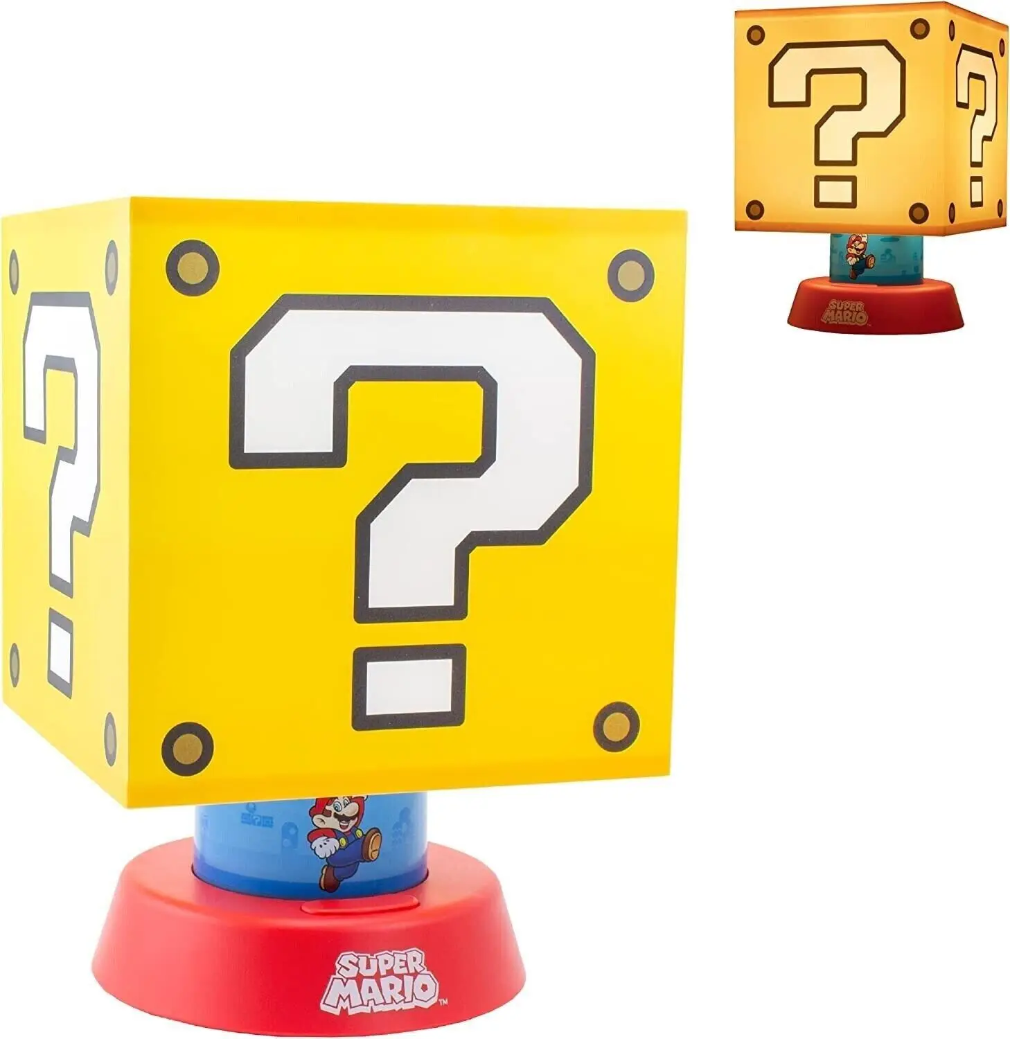 Super Mario Night Light with Sound Anime Peripherals LED Question Mark Toad Children Bedroom Bedside Lamp USB Three Lights