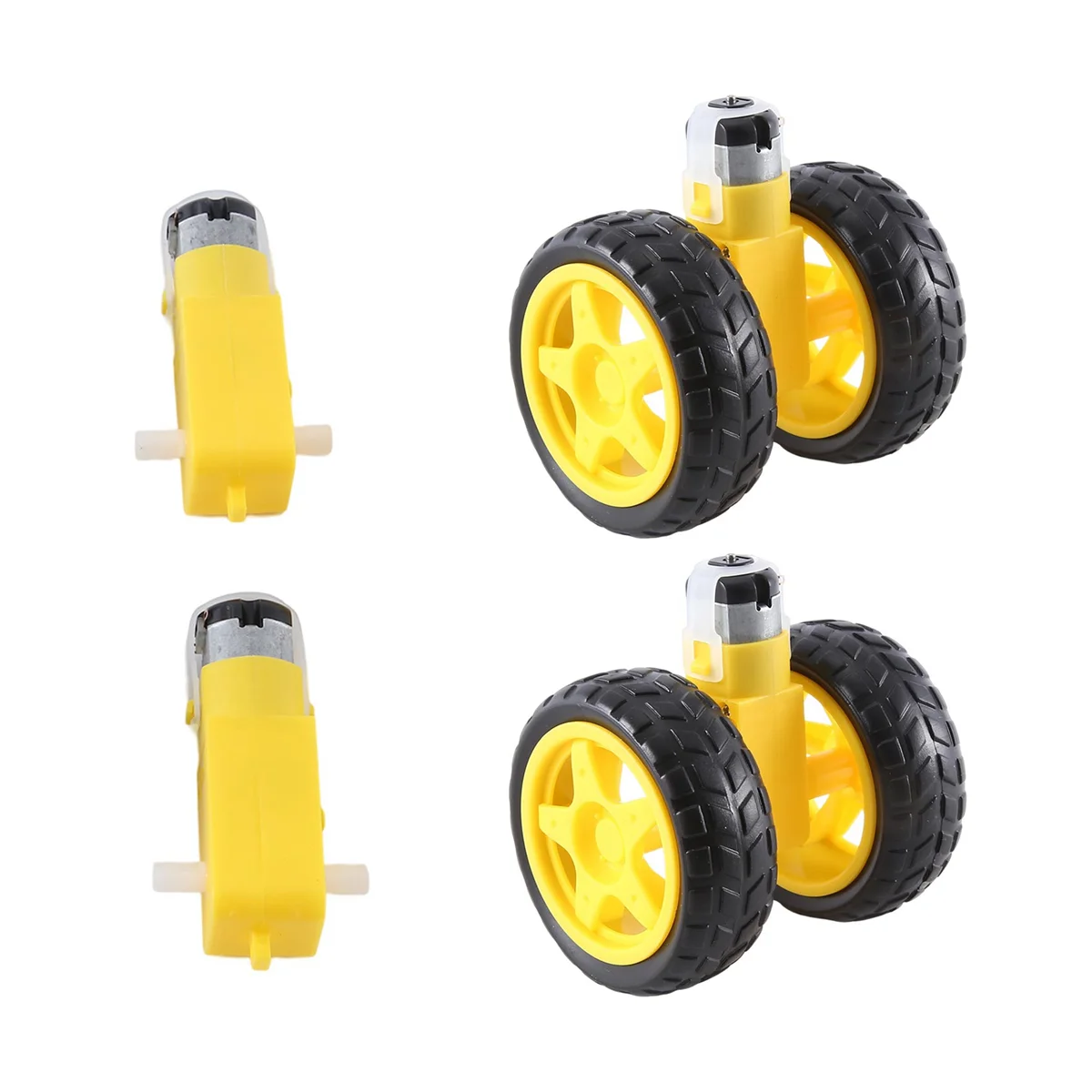 4 Pcs For Arduino Smart Car Robot Plastic Tire Wheel with DC 3-6V Gear Motor