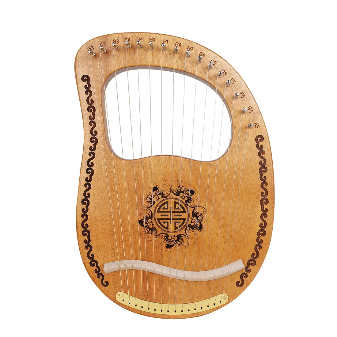 

16 Strings Lyre Harp Mahogany Wooden 16 Notes Harp with Tuning Tool Stringed Instrument For Kids Adult Beginners