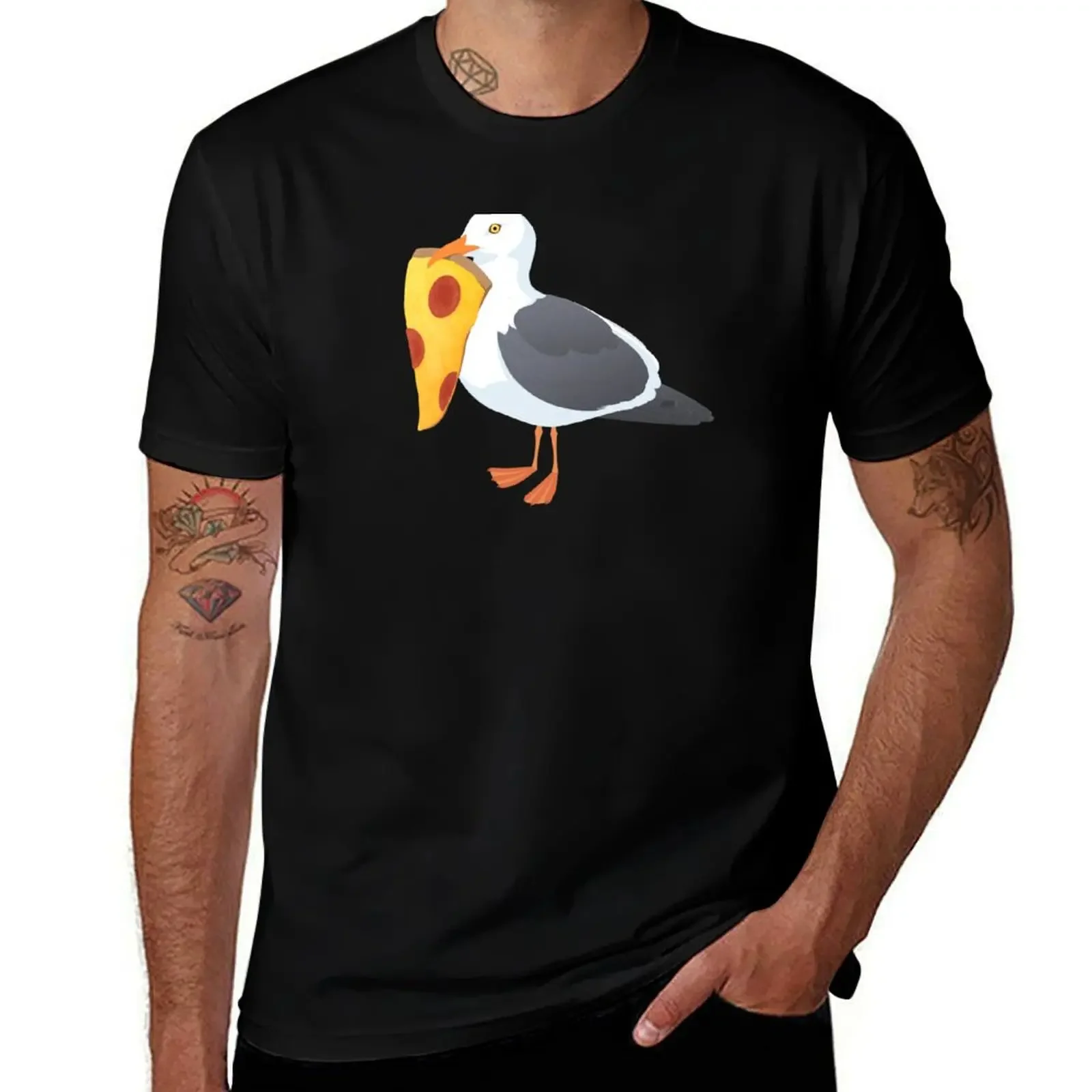 Seagull Pizza T-Shirt oversize t-shirts man graphic t shirt vintage shirts graphic tees T-shirts for men cotton