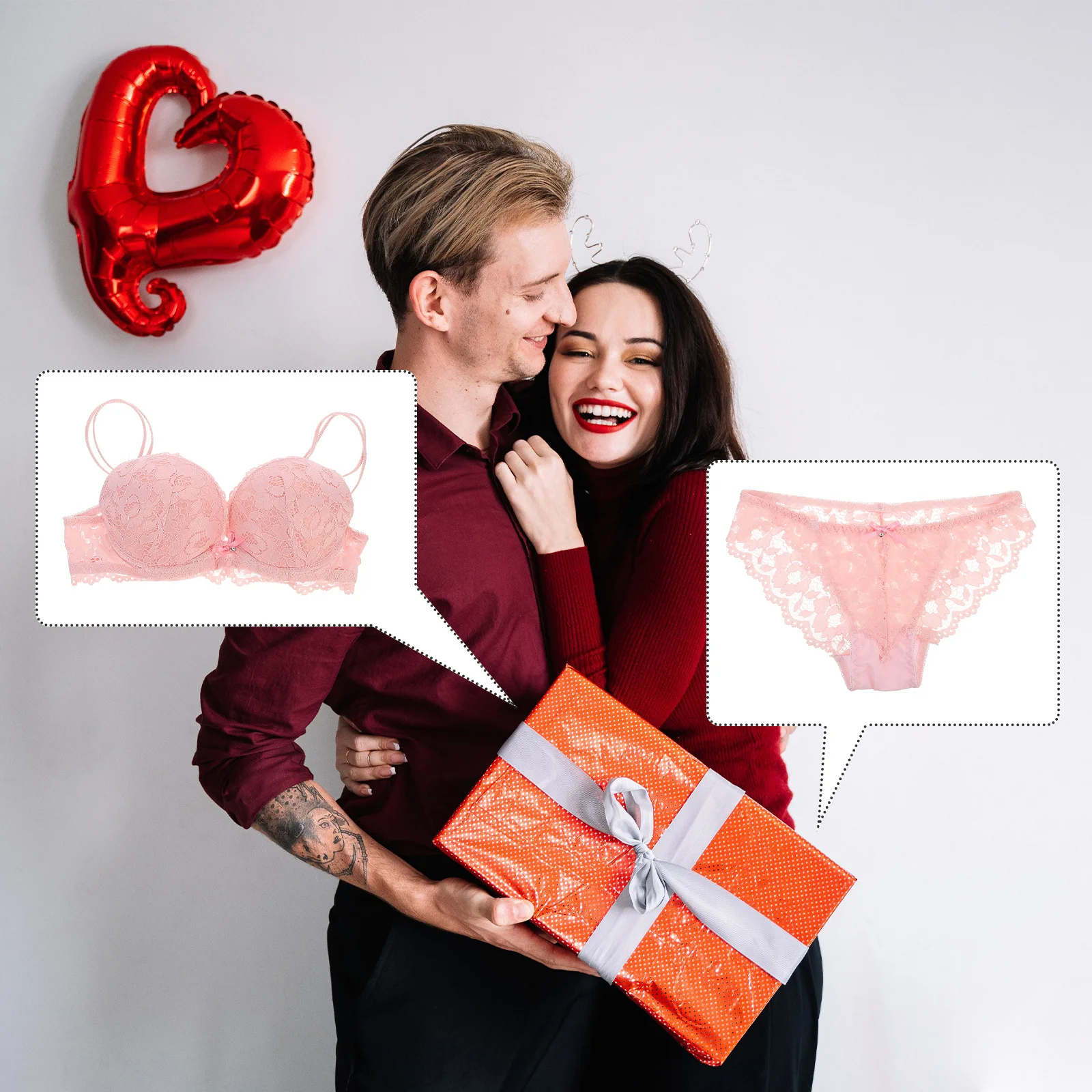 

1Set Padded Bra Panty Set Skin-Friendly Adjustable Straps Sleepwear Valentine Bikini Underwear Gift