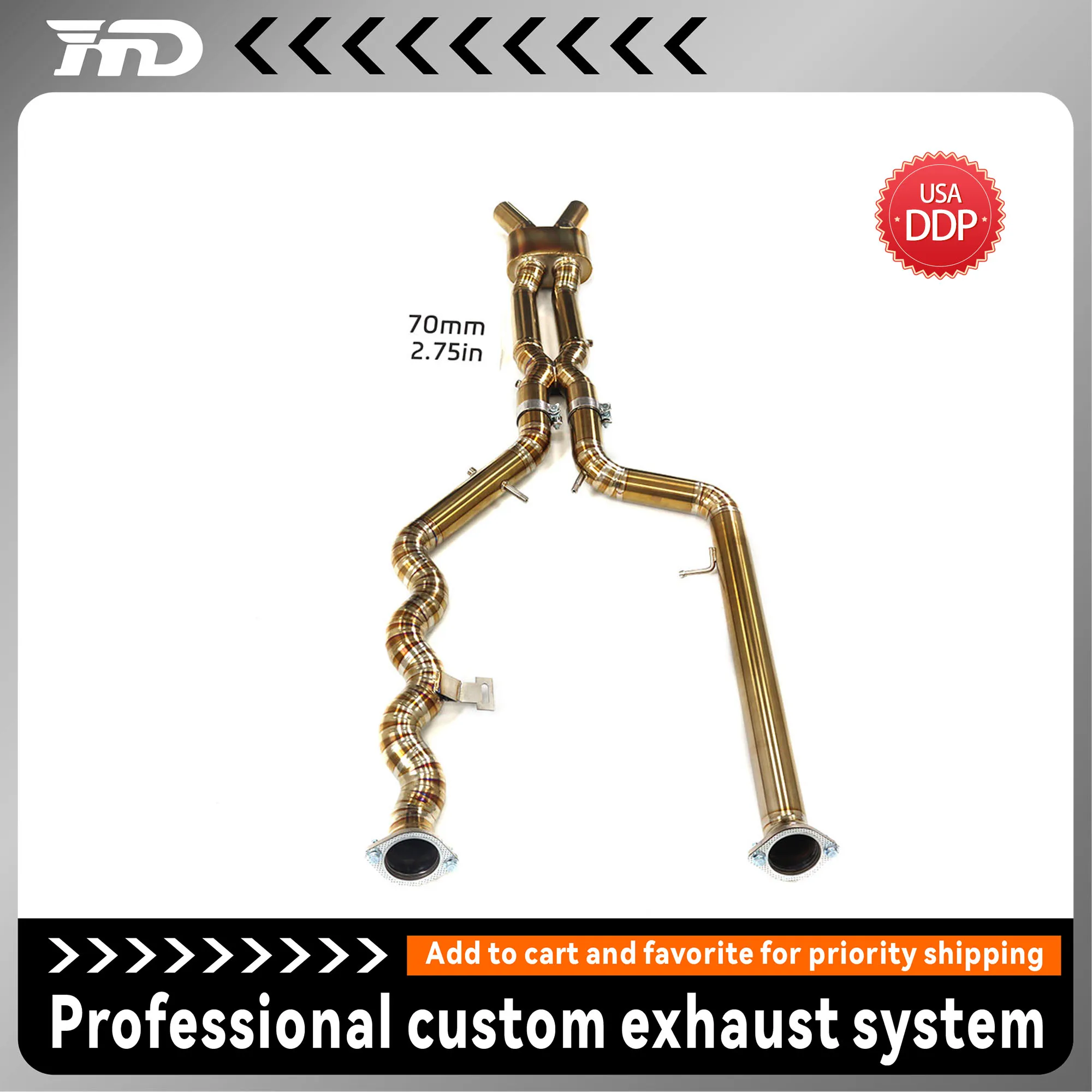 

HMD for BMW M3 M4 G8X Exhaust Equal Length Mid Section Titanium Exhaust System With Resonator