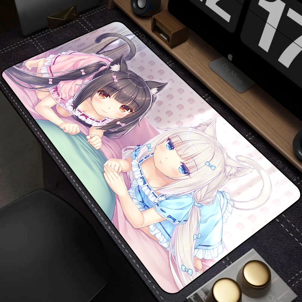 XXL Home HD Computer Desk Mats Mouse Pad Nekopara Mousepad Carpet Gamer Office Laptop Soft Mouse Mat Desktop Mouse Mats 90x40cm