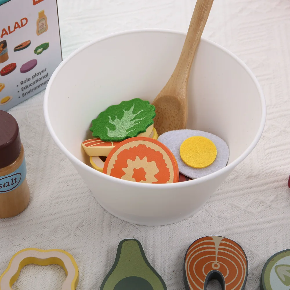 Küche Rollenspiel Spielzeug Simulation Lebensmittel Zubehör Pizza Salat Dessert Set Lernspielzeug für Kleinkinder ab 3 Jahren