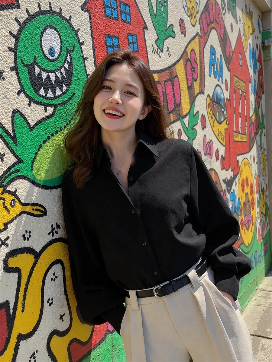 

Lantern Sleeve Solid Shirts Womens Fashion Casual Basic Soft Elegant Cotton Stylish Simple Summer Office Lady Loose