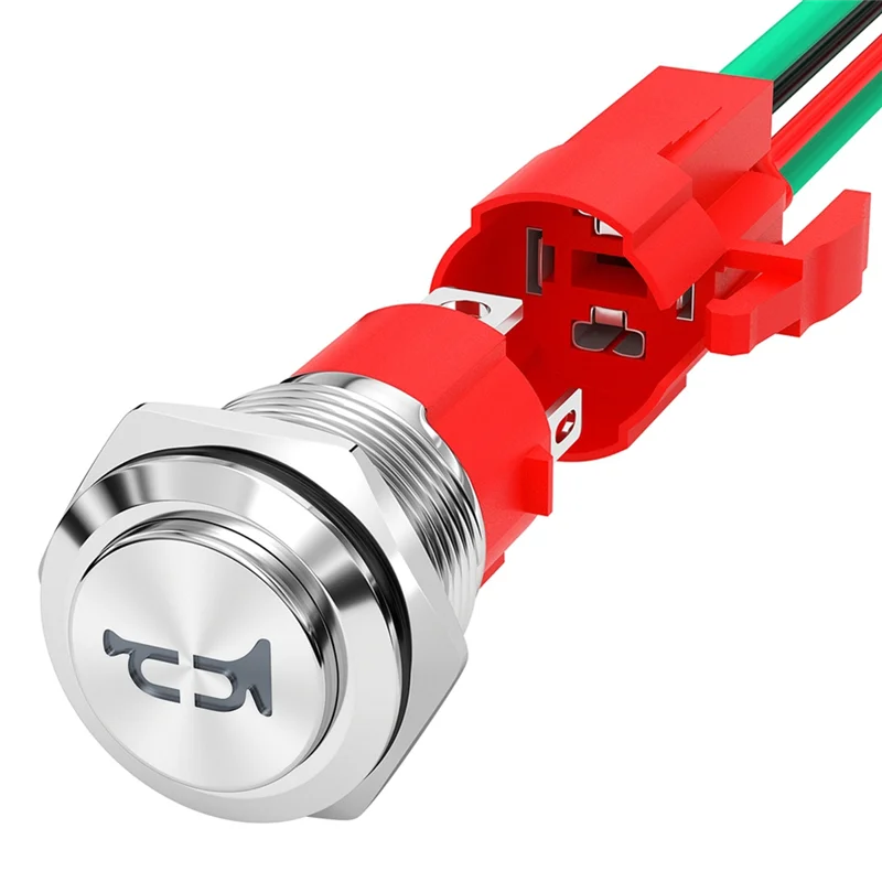MOPHE-혼 버튼 12V 20A 헤비 듀티 16MM 금속 혼 스위치 스피커 LED 스테인레스 스틸 순간 푸시 버튼 스위치