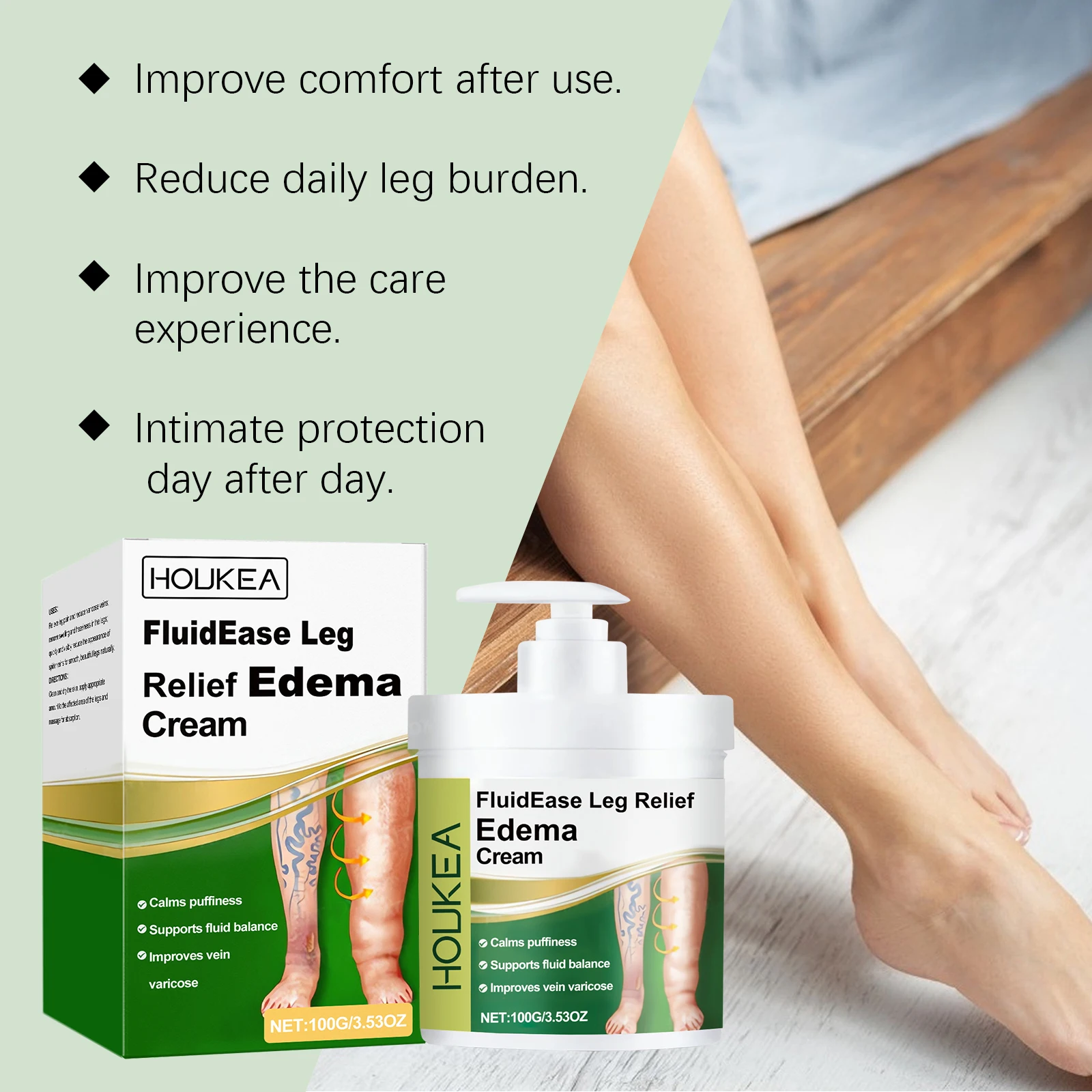 Leg Edema Relief Cream Remove Leg Swelling Repair Varicose Veins Antiedematous Foot Improves Circulation Anti Edema Ointment - view 5