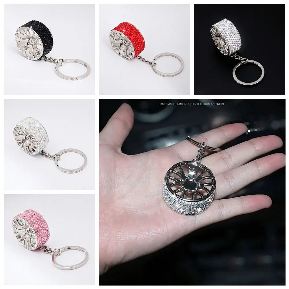 

Car Wheel Shape Crystal Wheel Keychain Alloy Metal Car Crystal Wheel Keyring Trendy Exquisite Crystal Tire Wheel Rim Pendant