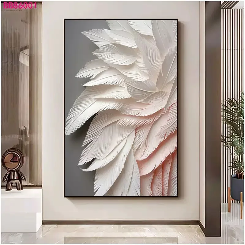 

2025Modern Colored Feather Entrance LED Decorative Painting Living Room Bedroom Corridor Background Home Decoration Mural Light