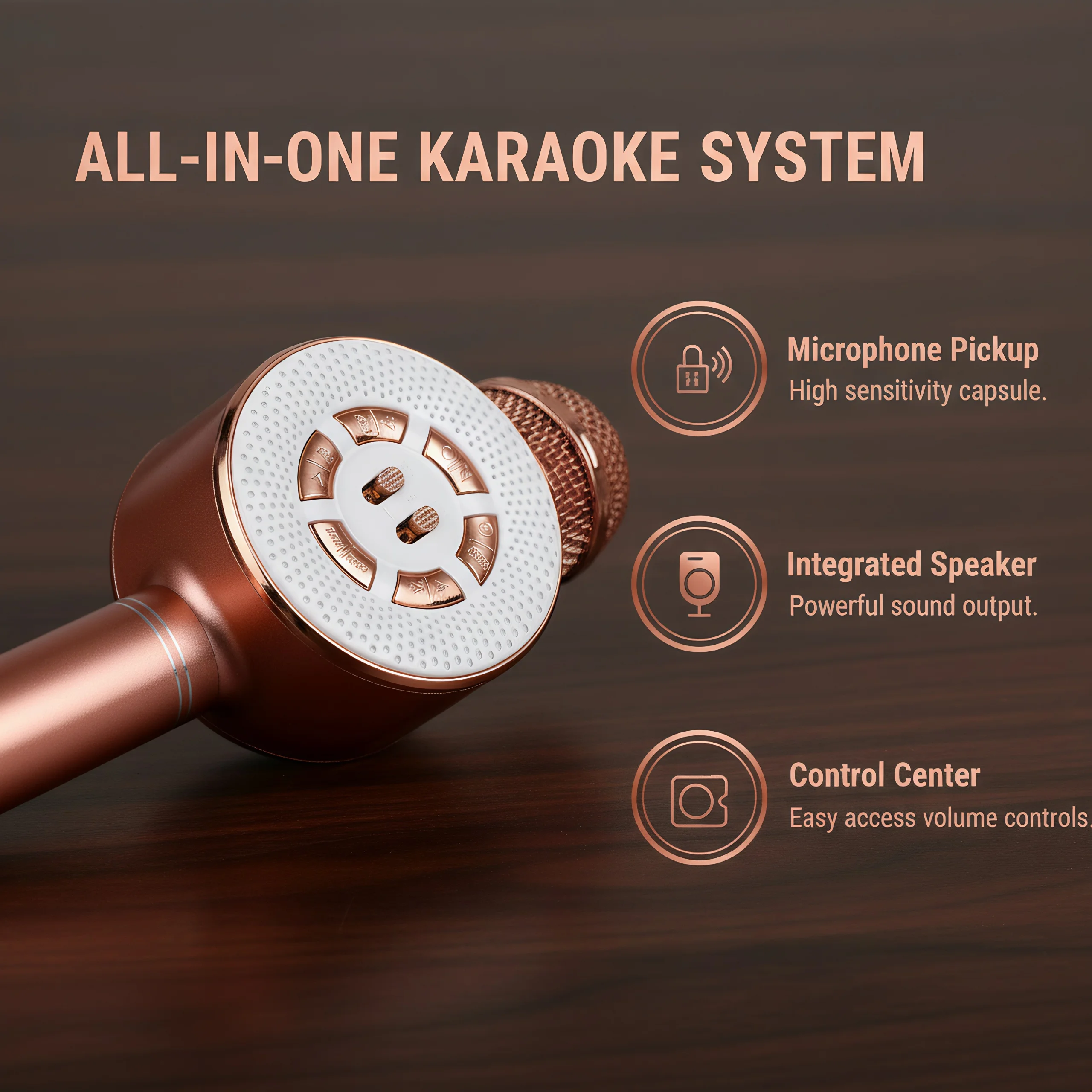 2-in-1 Portable KTV Mic Speaker, Bluetooth5.3, 4 Voice Changers, Echo/Recording, LED Lights Wireless Karaoke Microphone for Gift