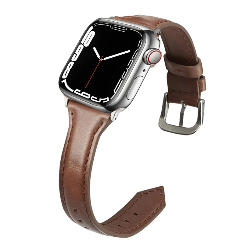 

Slim leather strap for Apple Watch band 45mm 41mm 44mm 40mm iwatch 7 6 5 4 3 SE 42mm 38mm Narrow Thin correa wrist belt bracelet