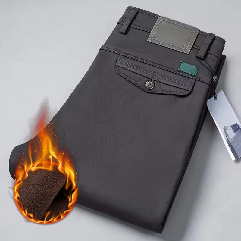 

Флисовые теплые зимние брюки, мужская одежда, утепленные цвета хаки, черные, серые, прямые свободные мужские брюки-карго, размер 40, 42, 44