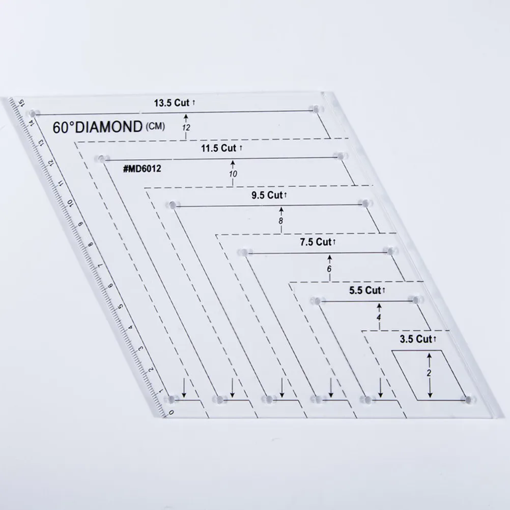 Acrylic Quilting Ruler 60 Degree Clear Transparent Template with Common Numbering Angle System for Sewing Cutting Embroidery view 4