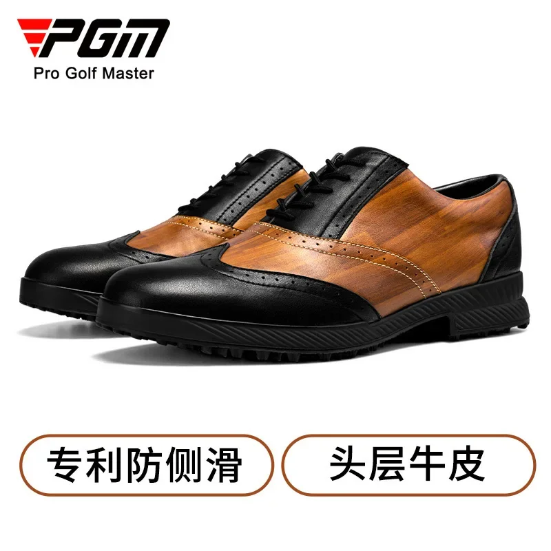 

PGM Golf Shoes Men's New British Trendy Top Layer Cowhide Genuine Leather Men's Shoes Business Sports Anti slip Shoes