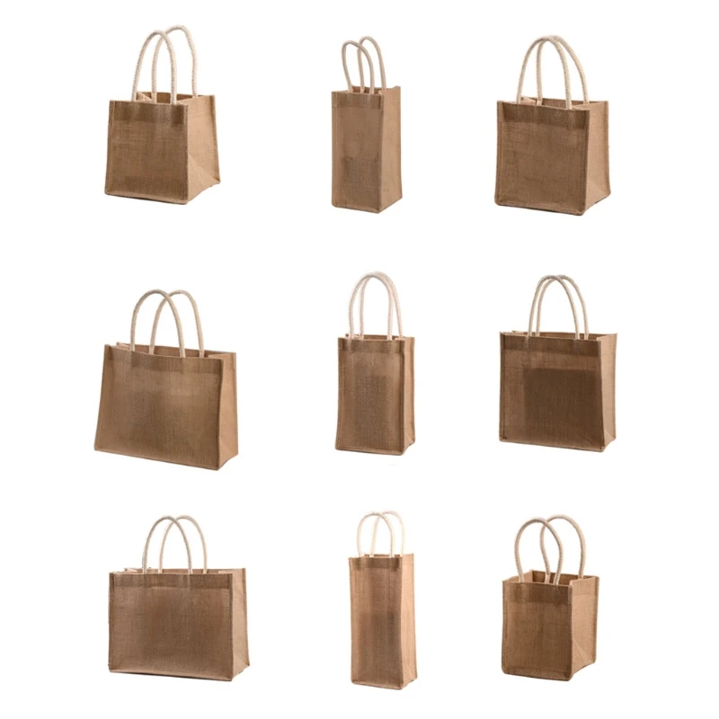 

Burlap Tote Shopping Bag Jute Gift Bags Reusable Grocery Bag with Handle