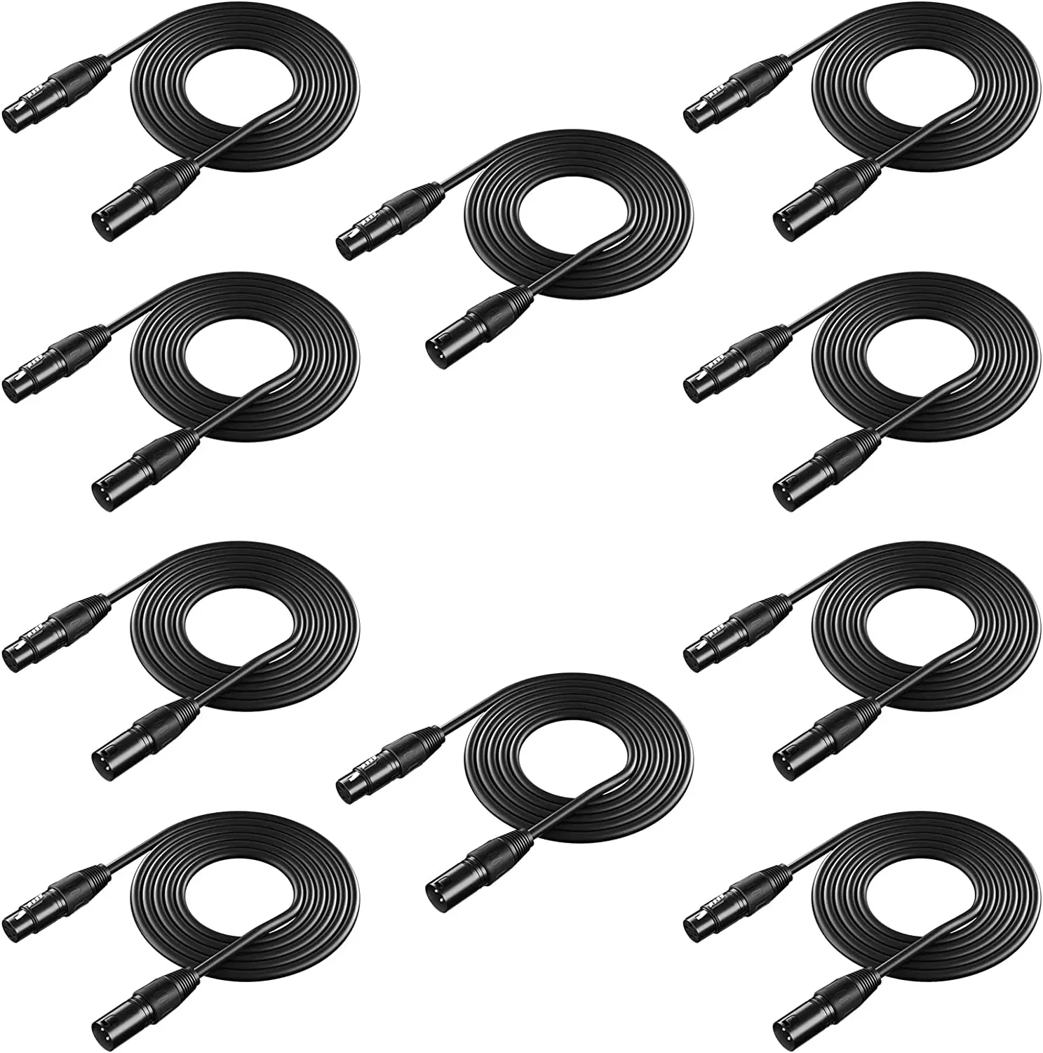 

Neewer 10-Pack 6.5 Feet/2 Meters DMX Stage Light Cables Wires for Moving Head Light Par Light Spotlight with XLR input & output