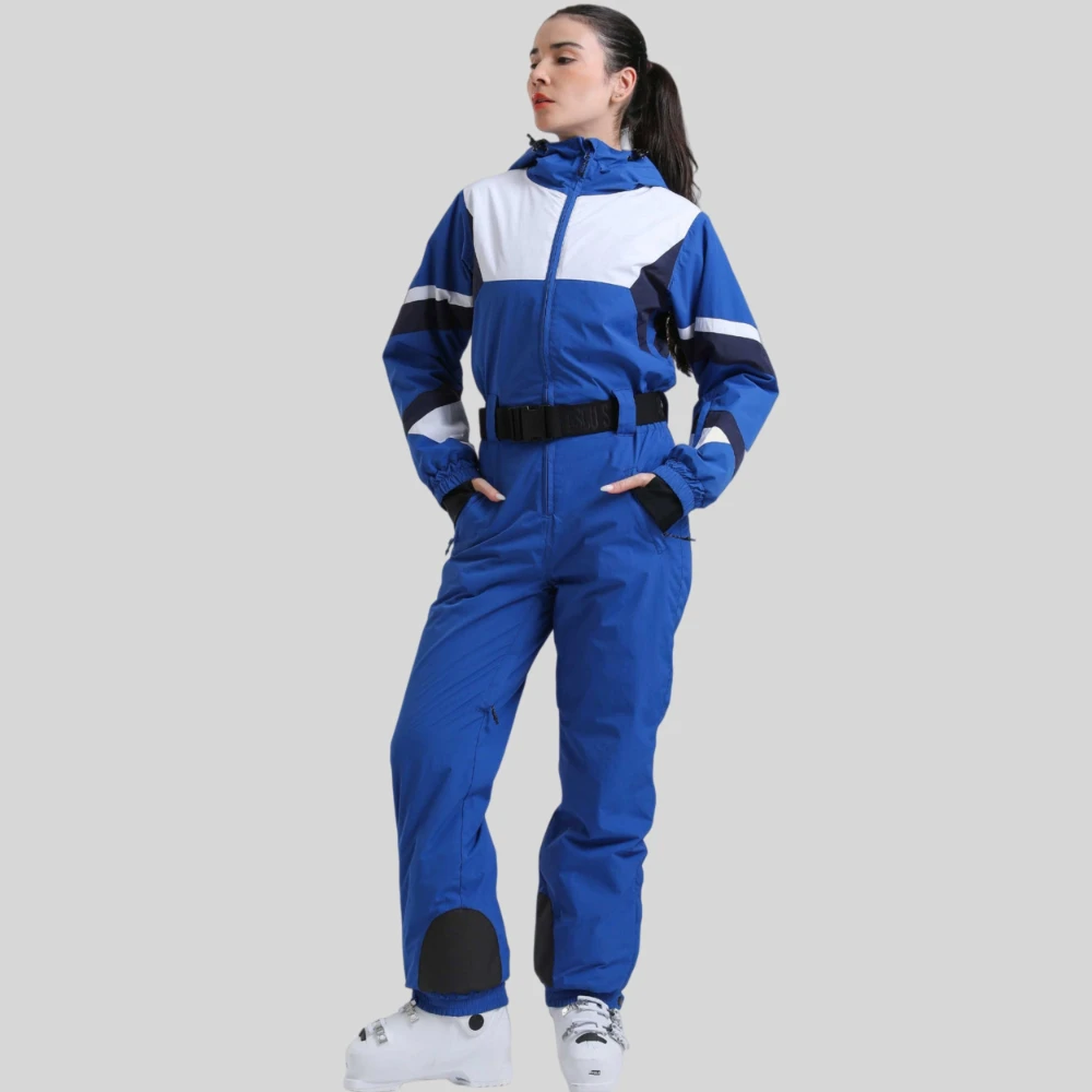 New Color Blocked Snowboarding Jumpsuits Women Slim Fit Warm Winter Overalls Snowfield Waterproof Sport Clothes Skiing Suites