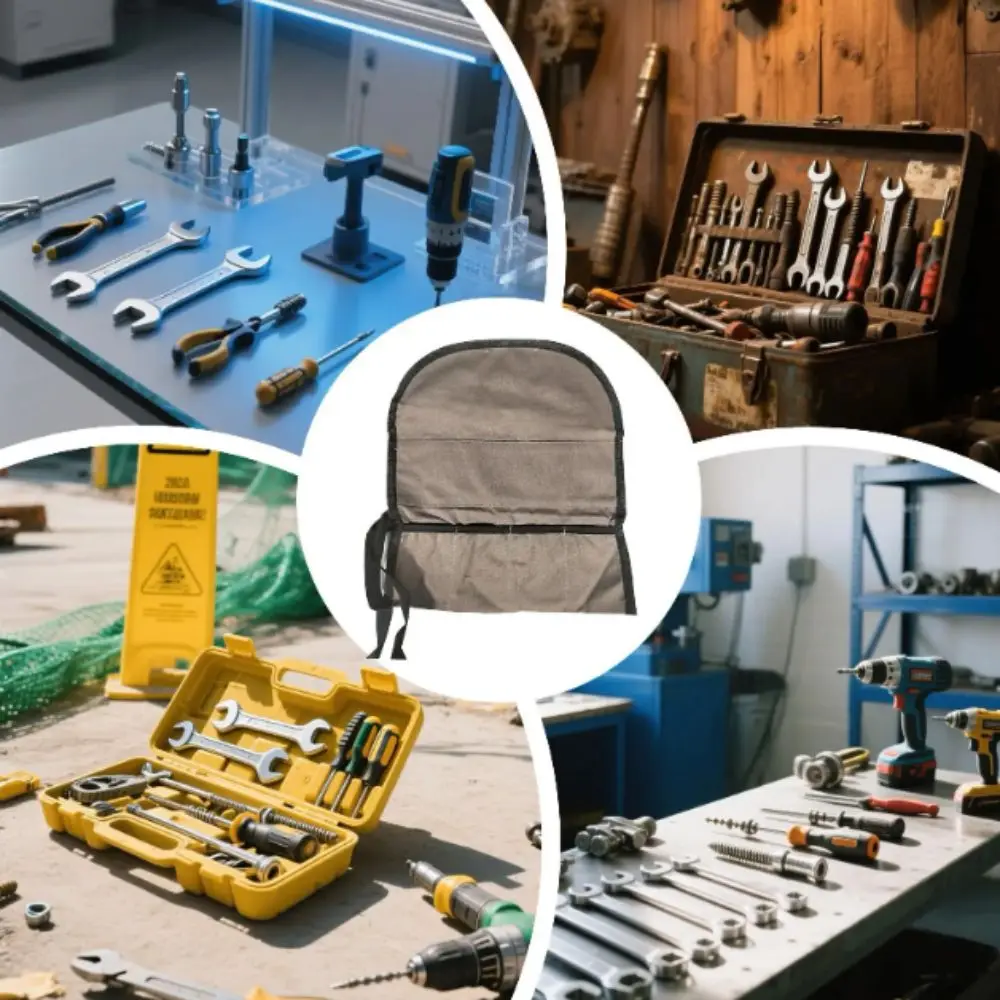 حقيبة أدوات متعددة الأغراض من قماش أكسفورد، تصميم قابل للطي، حقيبة تخزين أدوات شديدة التحمل، تصميم معلق، منظم أدوات جيوب متعددة #5