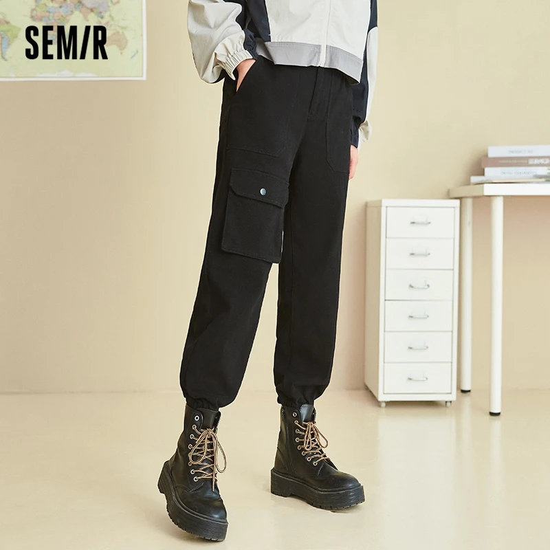 

Semir Casual Pants Women Black Jogging Pants Showing Long Legs 2023 Winter Trendy Cool Leg-Belted Overalls