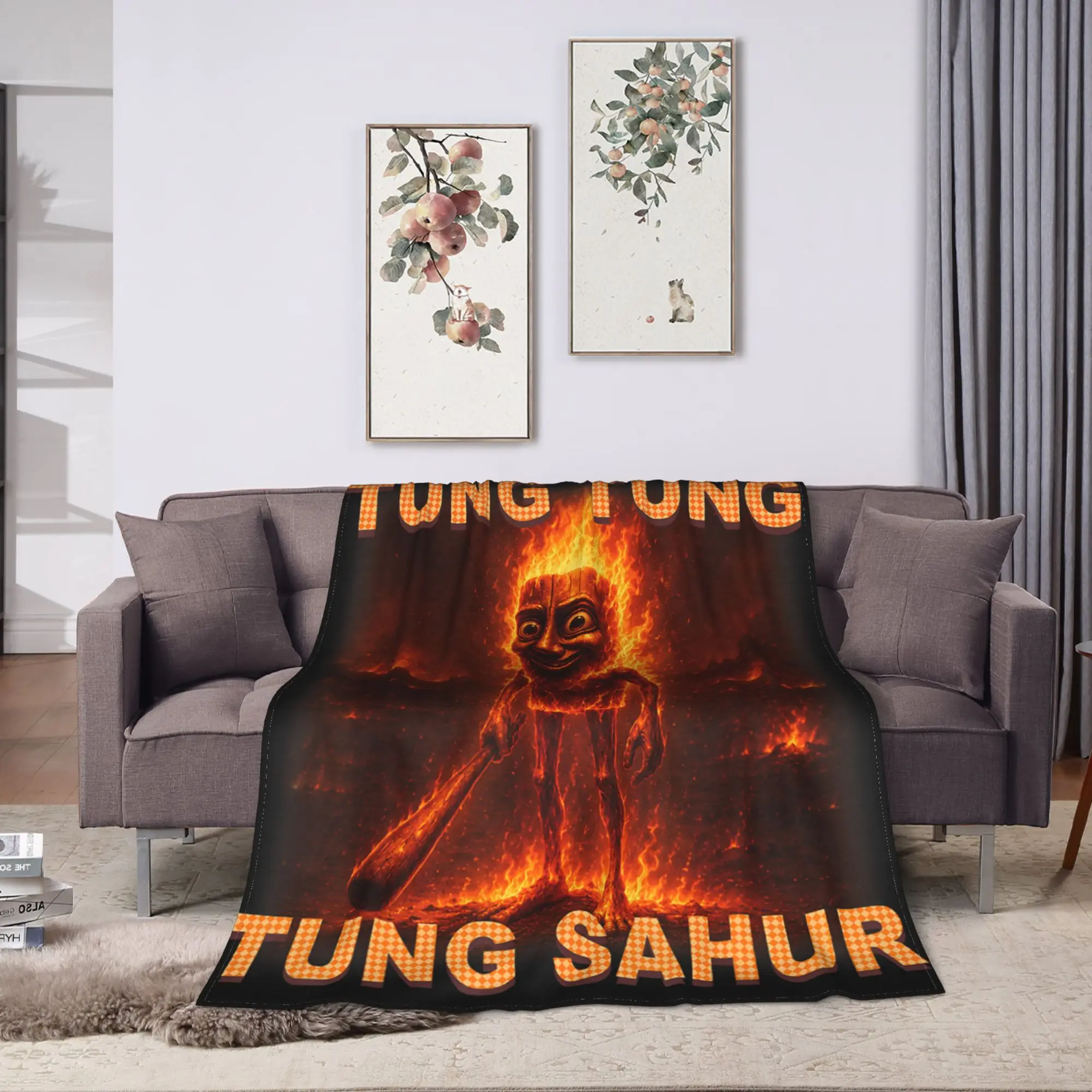 Tung Tung Tung Sahur is Calling Funny Italian Soft Cozy Blanket For Sofa Home Trend Throw Blanket Winter Flannel Bedspread