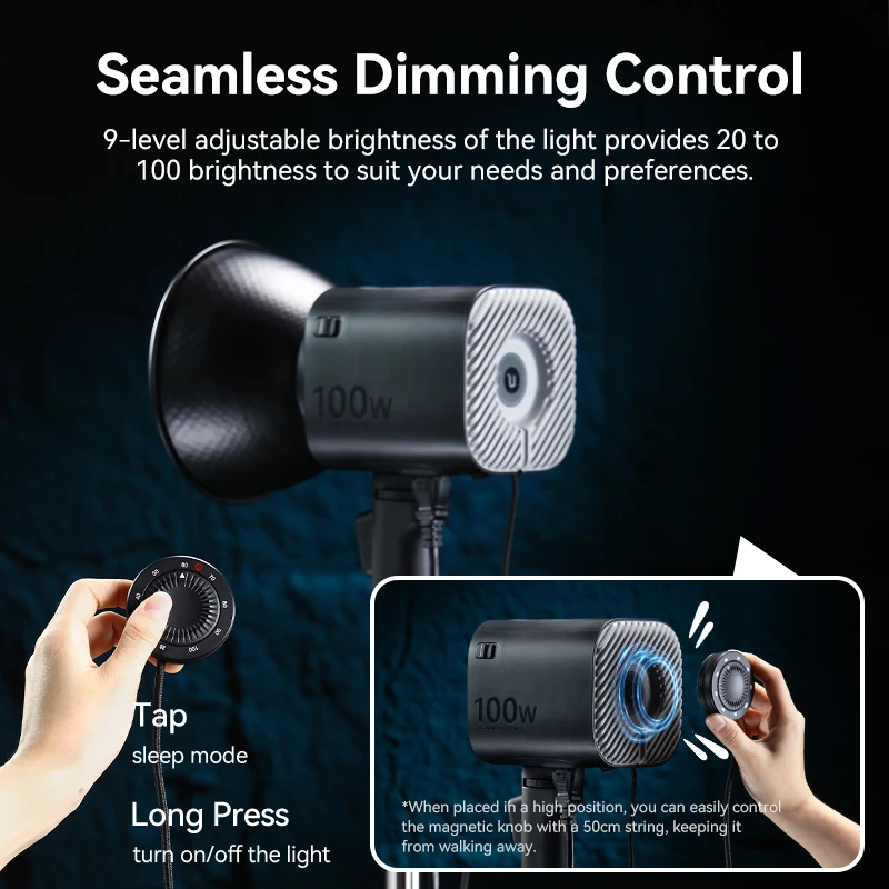 Ulanzi LT026 100W COB Video Light 5600K CCT with 1/4 Threaded Hole for Live Streaming Video Recording Camera Photography Light