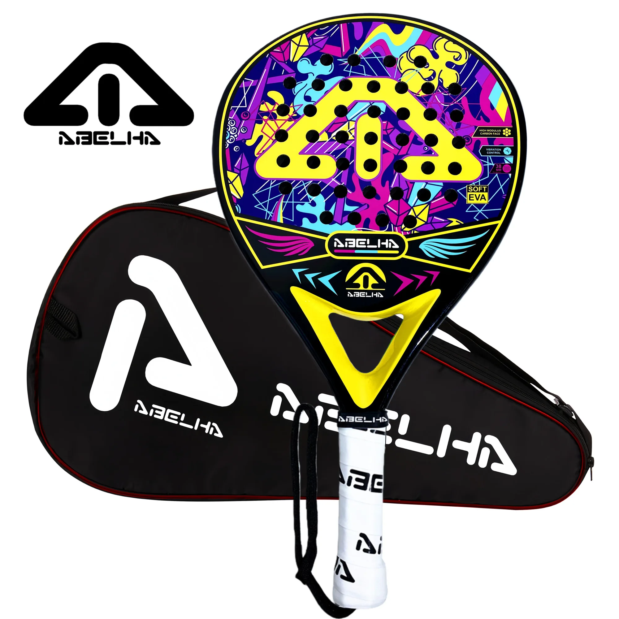 ABELHA 2026 مضرب باديل سطح من ألياف الكربون مع مضارب تنس باديل أساسية من الإسفنج المرن EVA خفيفة الوزن