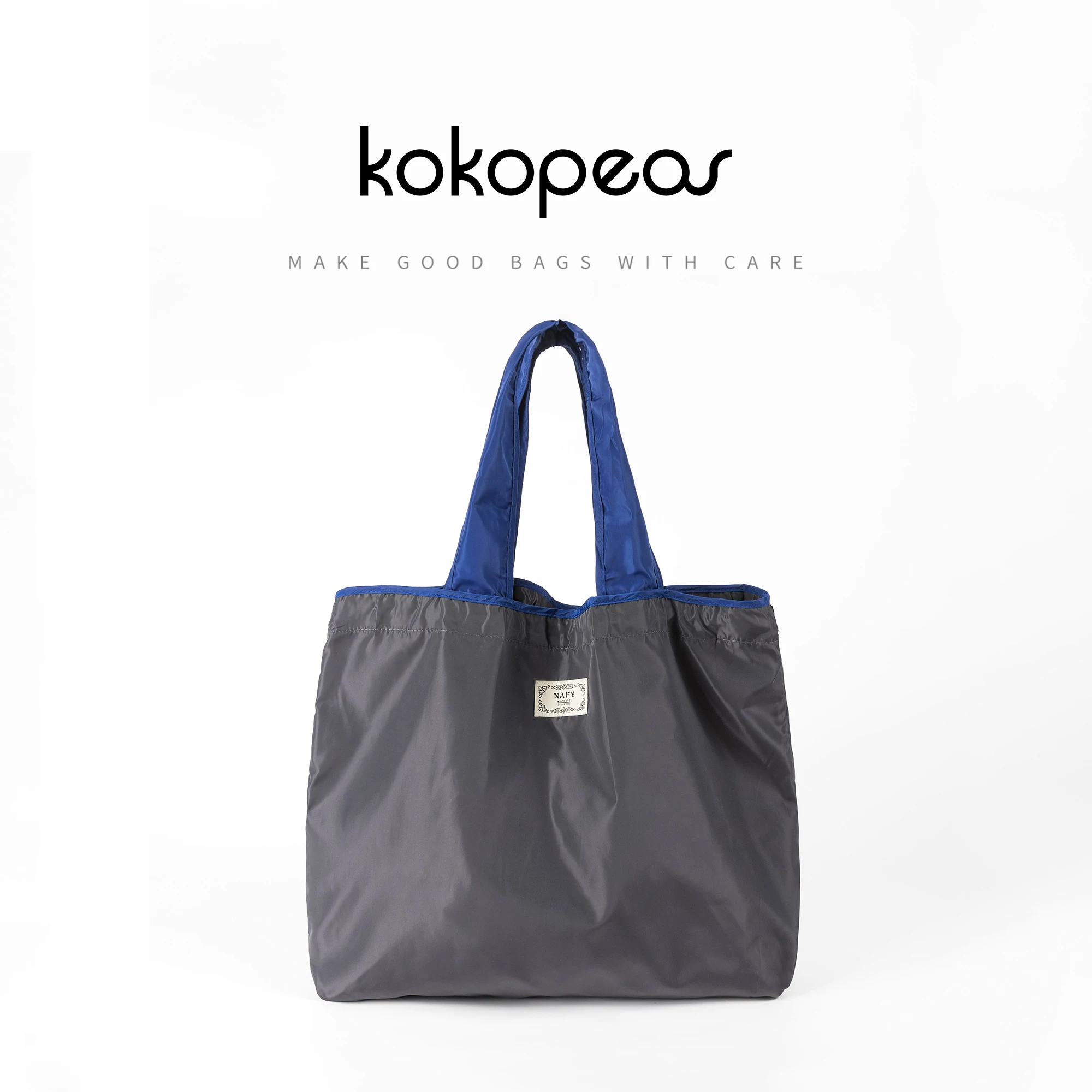 KOKOPEAS Foldable Unisex Polyester Capacity Tote Handbag Reusable Grocery Shoulder Bag Portable Square Multi colors Travel Purse