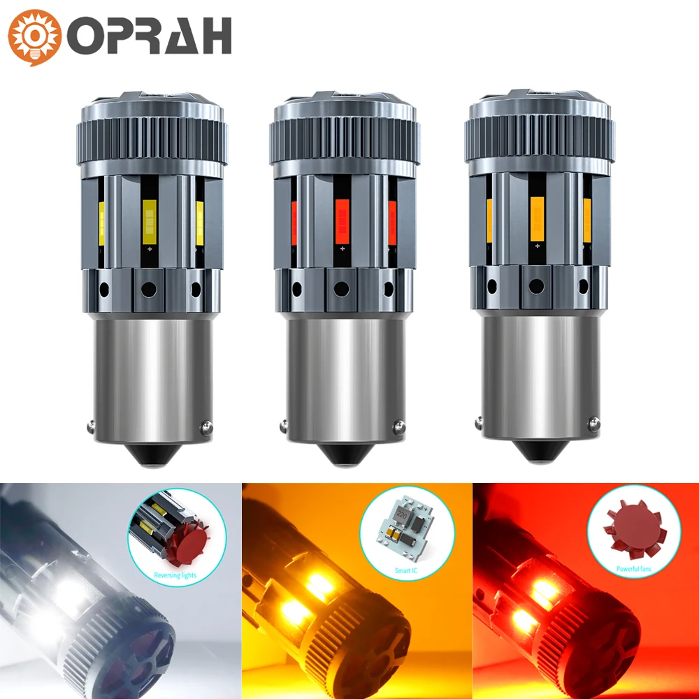 Oprah-Ampoules LED Canbus pour feux de freinage de voiture, No Hyperflash 1860 6 SMD, 1156 BA15S P21W BAU15S PY21W T20 7440 7443 W21W, 2 pièces