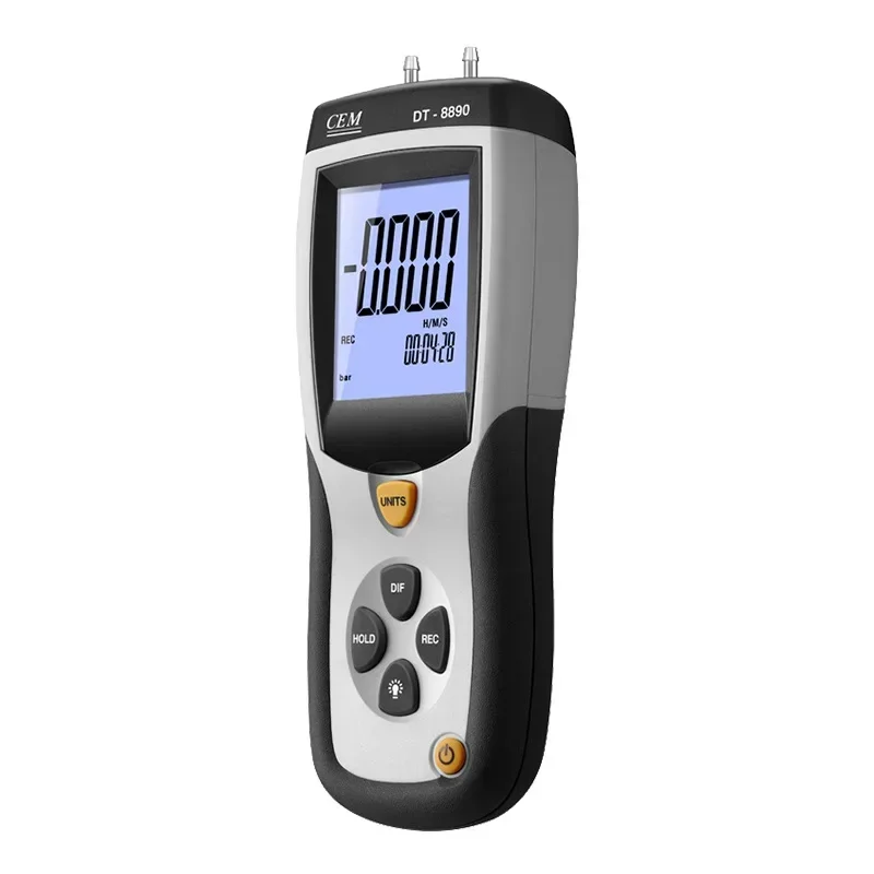 DT-8890 Professional Handhold Gas Digital Manometerl Low Differential Air Pressure Gauges with 11 Units and Usb To A PC