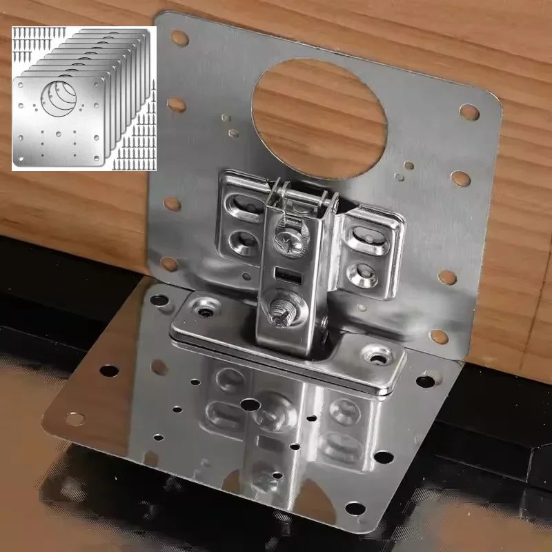 Cabinet Hinge Repair Plate Kit Kitchen Cupboard Door Hinge Mounting Plate With Holes Flat Fixing Brace Brackets Household Tools