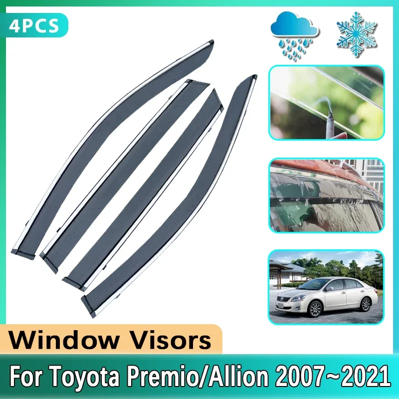 4pcs For Toyota Premio Allion T260 2007~2021 2018 2019 Car Side Window Visor Window Trim Rain Guard Cover Deflector Accessories