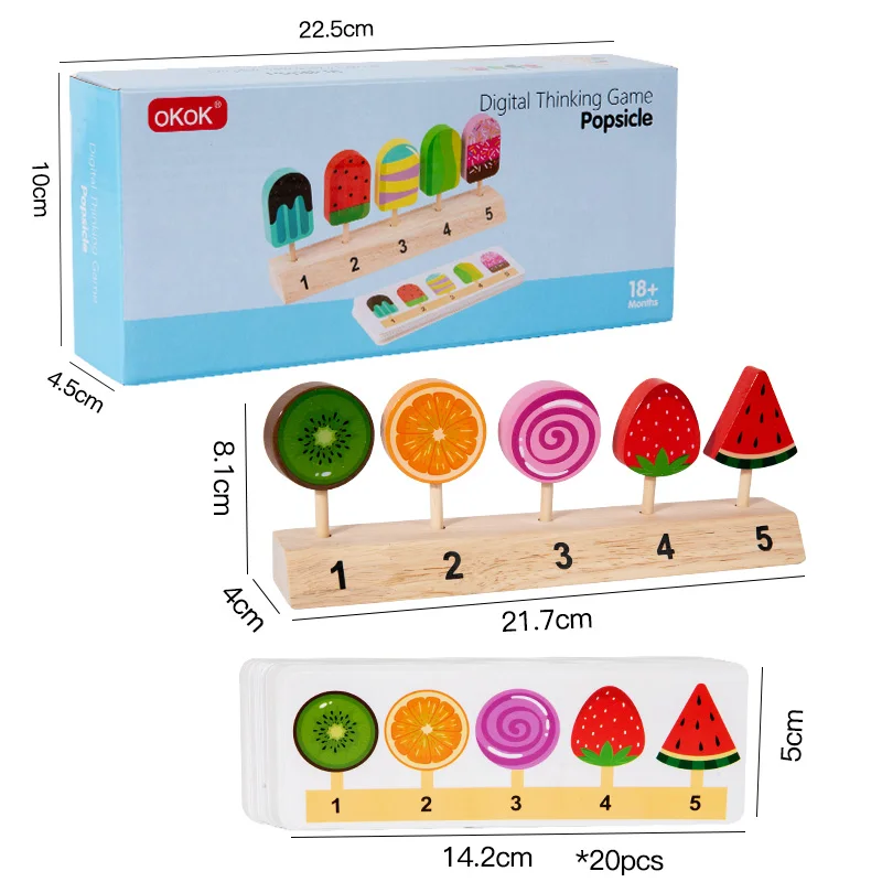 Houten Ijs/Lolly Digitaal Denkspel Hand-oog Coördinatie Interactief Matching Game Montessori Wiskunde Peuter Speelgoed