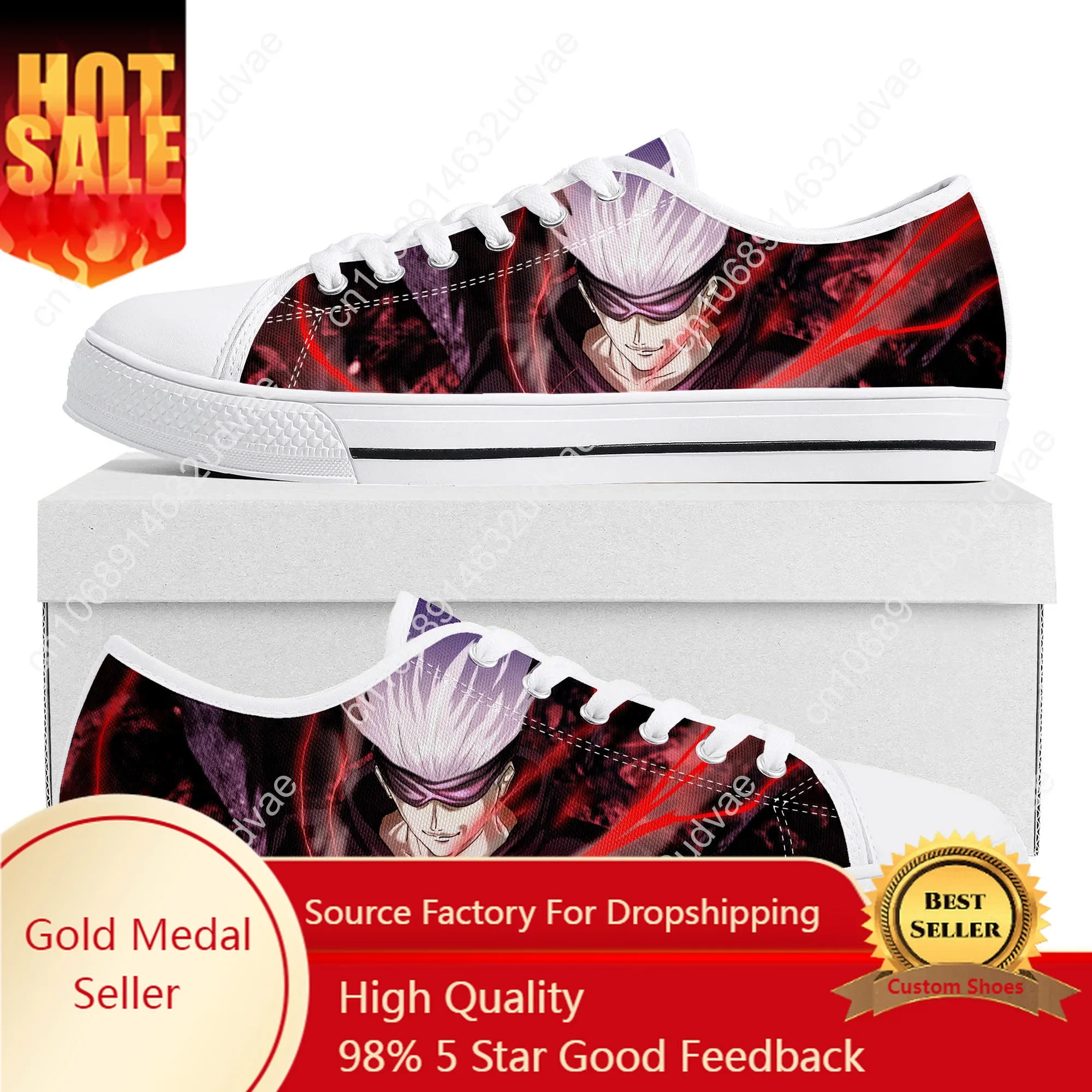 

Satoru Gojo Jujutsu Kaisen Low Top Sneakers High Quality Mens Womens Teenager Canvas Sneaker Couple Casual Shoes Custom Shoe