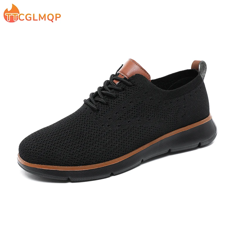 Zapatos informales de malla para hombre, zapatillas ligeras y transpirables de suela blanda, deportivas de lujo, talla grande