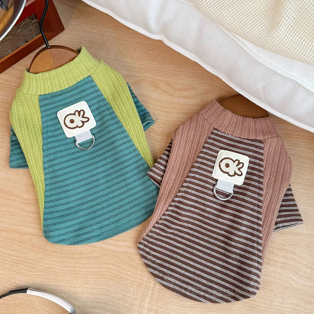 الحيوانات الأليفة الخريف والشتاء تي شيرت مخطط الكلب القط قاعدة قميص دافئ سترة للحيوانات الأليفة جرو الملابس الكلب الملابس للكلاب الصغيرة