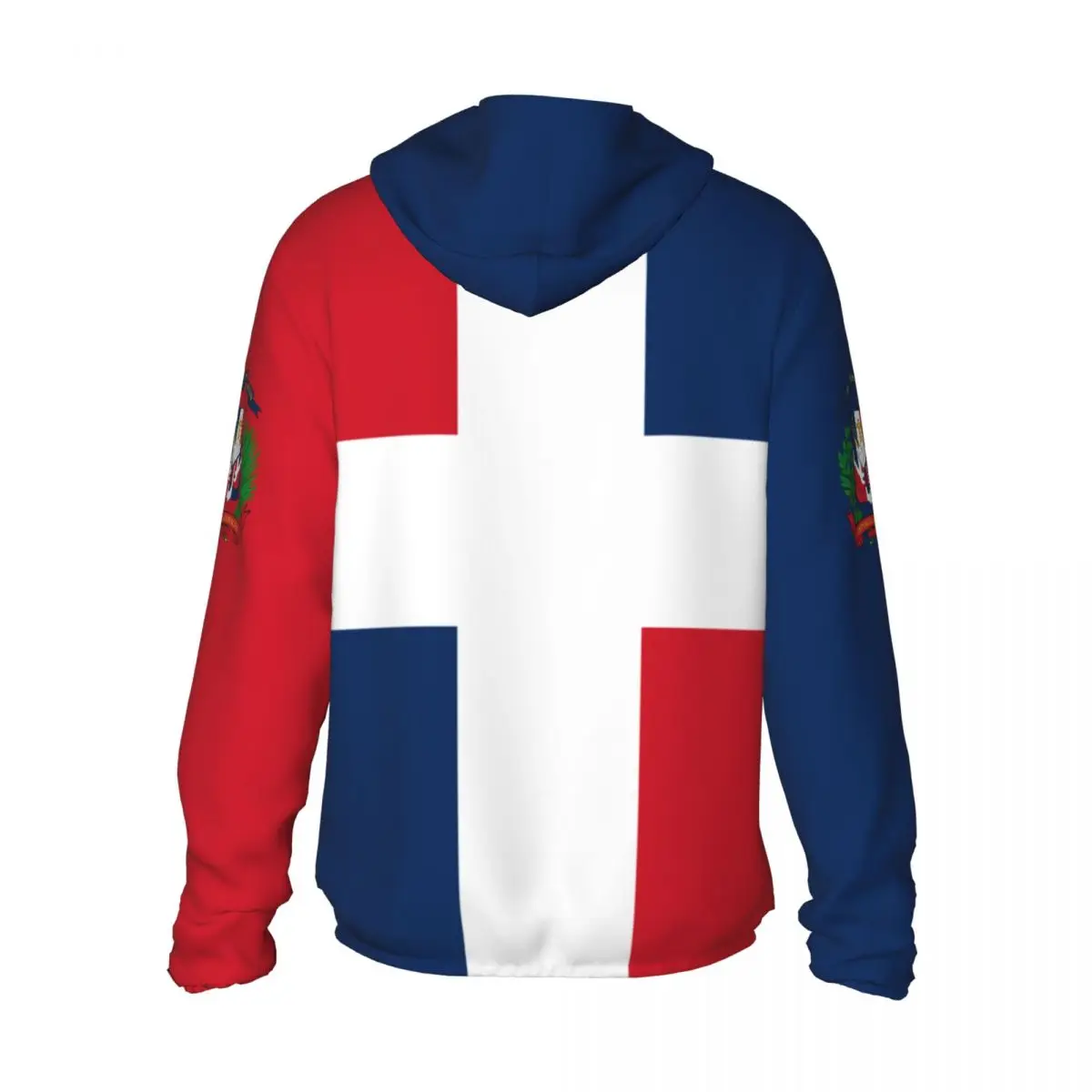 Dominican Republic Flag Hoodie Sunscreen Sun Protection Fishing Running Clothes Quick Dry Performance Long Sleeve With Zipper