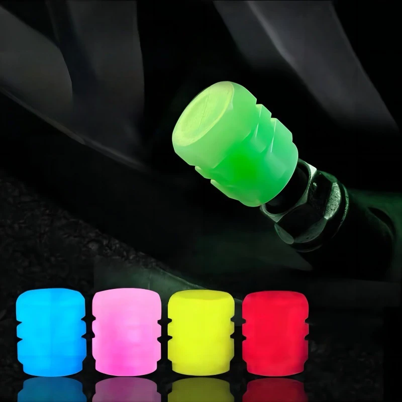 4/8PCS Car Luminous Tire Valve Cap Tyre Valve Stem Luminous Caps Wheel Nozzle Night Glowing Fluorescent Decor Motorcycle Bike