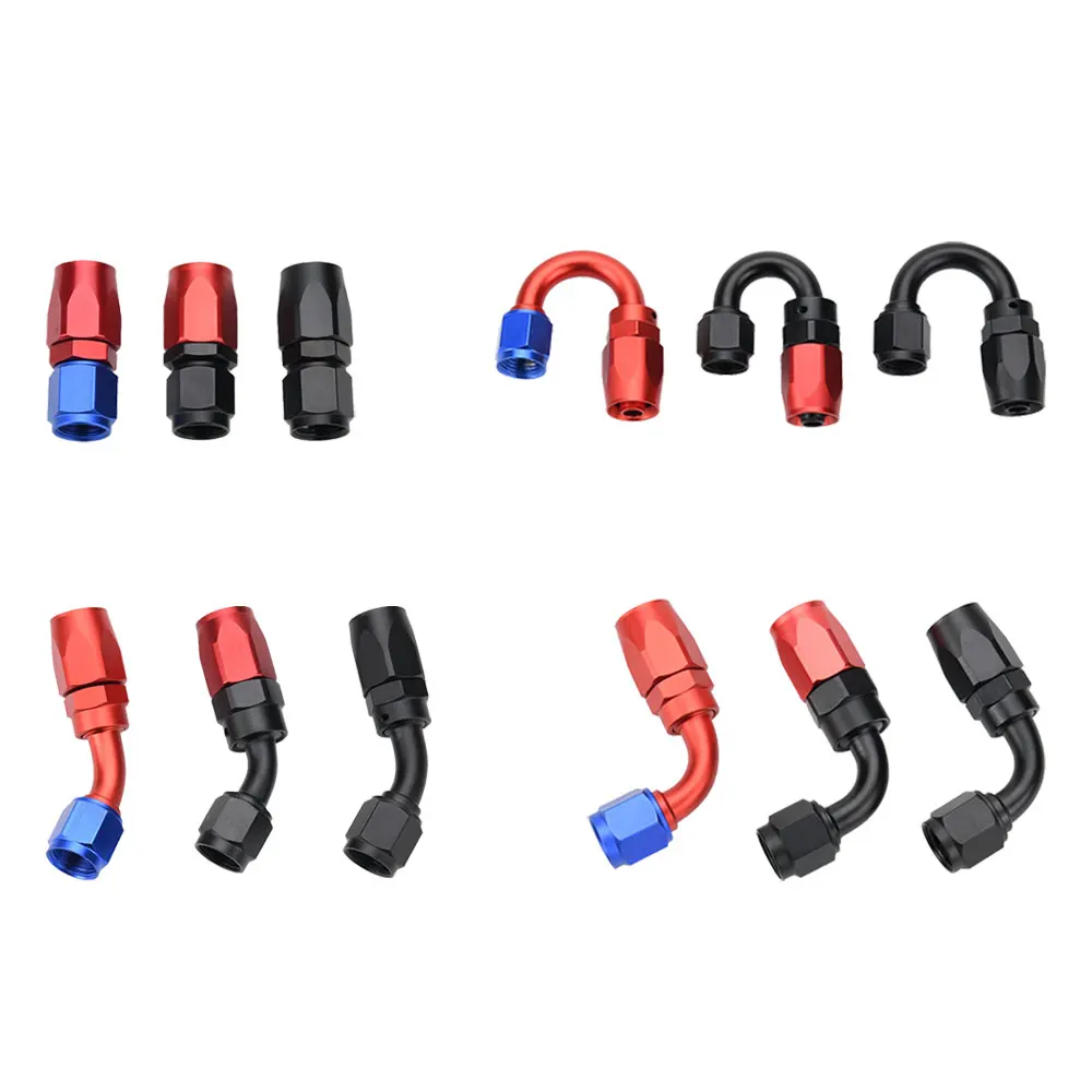 Raccordi terminali per tubo flessibile girevole universale AN4 AN6 AN8 AN10 AN12 dritto 45 90 180 gradi per kit carburante olio adattatore per tubo