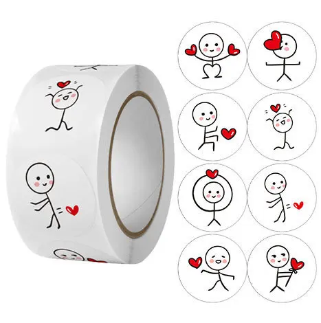 500Pcs/Roll Cartoon Reward Sticker Roll Love Labels Valentine's Day Sticker for Wedding Gift Decor Envelope Sealing Scrapbooking