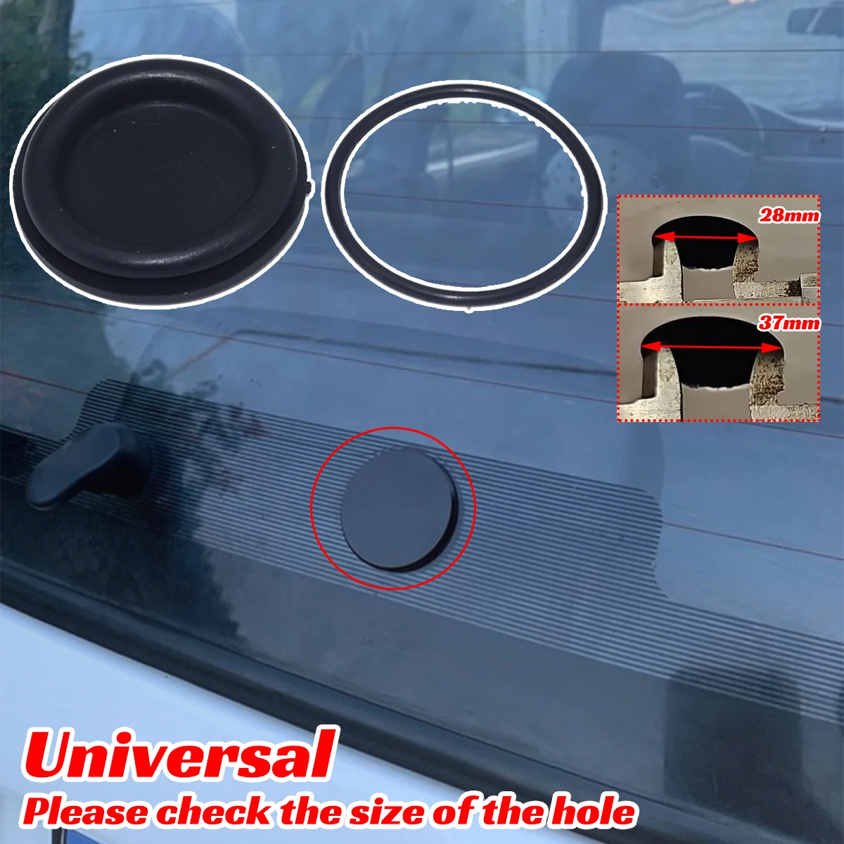 

New Universal Car Rear Windshield Windscreen Wiper Blade Arm Rocker Delete Removal Bung O Ring Rubber Grommet Plug Cap 28MM 37MM