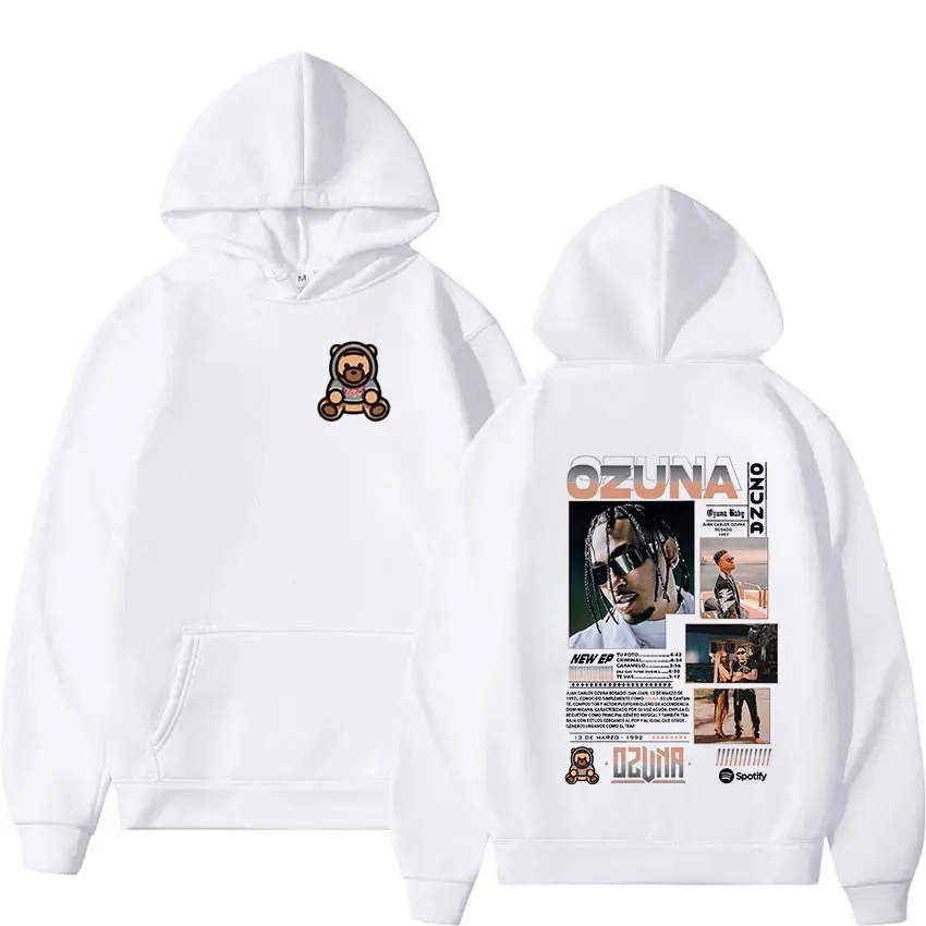 Rapper Ozuna 2024 Album Graphic Hoodie Men's Retro Long Sleeve Fashion Sweatshirt Unisex Hip Hop Loose Pullover Hoody Streetwear