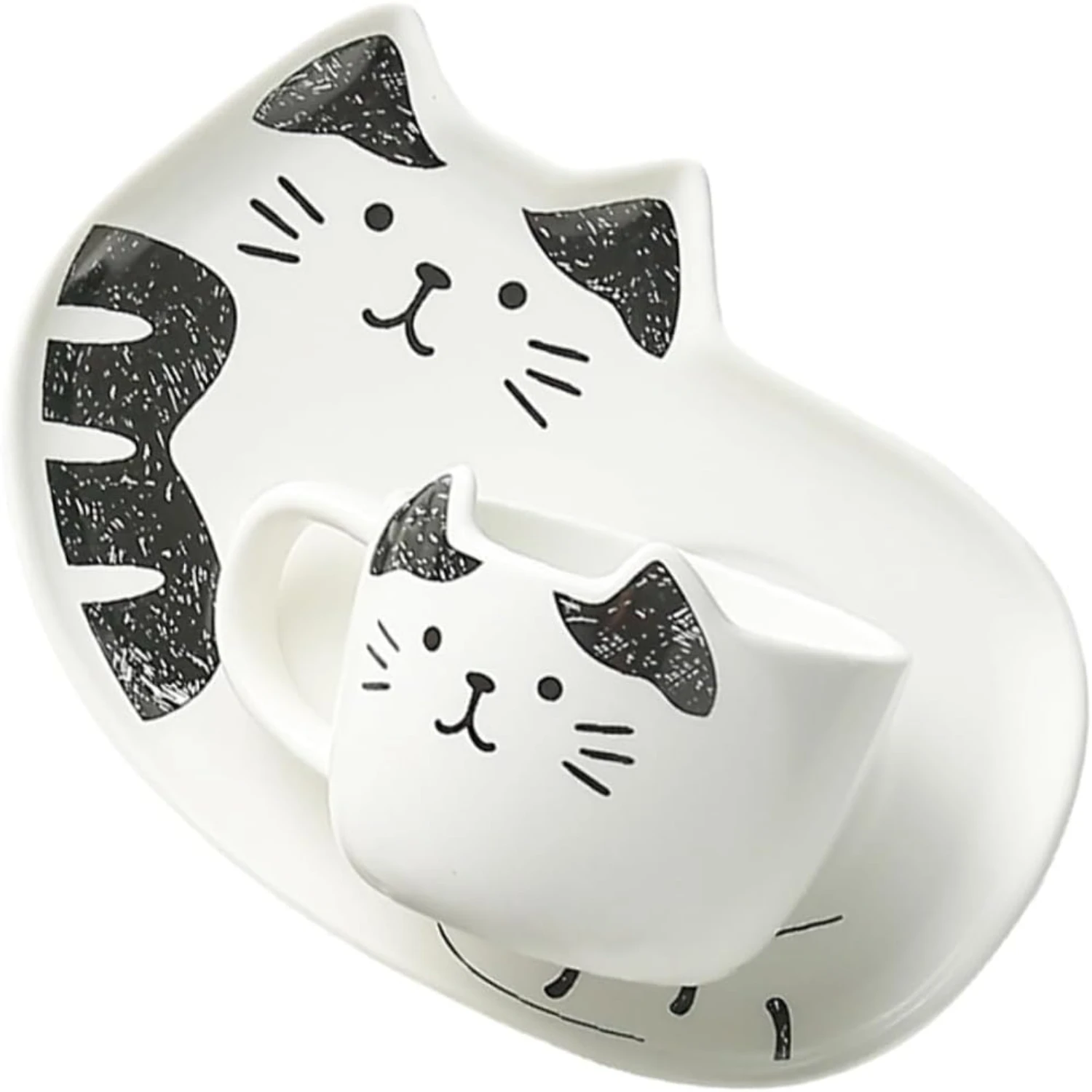 

Adorable and Elegant Black Ceramic Cat-Themed Tea Cups and Saucers Set for Cat Lovers and Tea Enthusiasts. Includes Espresso and