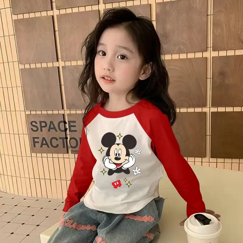 

Disney Mickey Anime Cartoon Cute Student Long Sleeve T-Shirt Top Creative Kawaii Unisex Spring New Sweatshirt Gift Wholesale